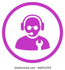 Service Operator vector icon. Image style is a flat icon symbol inside a circle, violet color, white background.