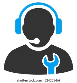 Service Operator vector icon. Style is bicolor flat symbol, blue and gray colors, rounded angles, white background.