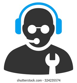 Service Operator vector icon. Style is bicolor flat symbol, blue and gray colors, rounded angles, white background.