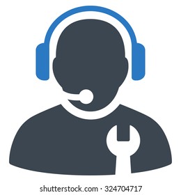 Service Operator vector icon. Style is bicolor flat symbol, smooth blue colors, rounded angles, white background.