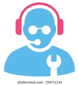 Service Operator vector icon. Style is bicolor flat symbol, pink and blue colors, rounded angles, white background.