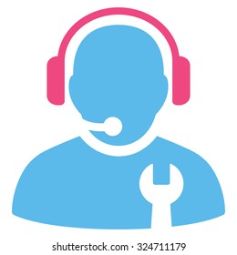 Service Operator vector icon. Style is bicolor flat symbol, pink and blue colors, rounded angles, white background.
