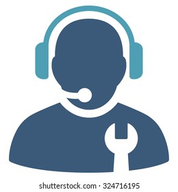 Service Operator vector icon. Style is bicolor flat symbol, cyan and blue colors, rounded angles, white background.