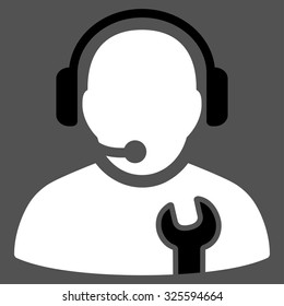 Service Operator vector icon. Style is bicolor flat symbol, black and white colors, rounded angles, gray background.