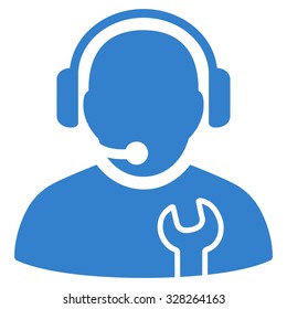 Service Operator vector icon. Style is flat symbol, cobalt color, rounded angles, white background.