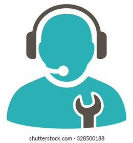 Service Operator vector icon. Style is bicolor flat symbol, grey and cyan colors, rounded angles, white background.