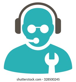 Service Operator vector icon. Style is bicolor flat symbol, grey and cyan colors, rounded angles, white background.