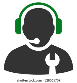 Service Operator vector icon. Style is bicolor flat symbol, green and gray colors, rounded angles, white background.