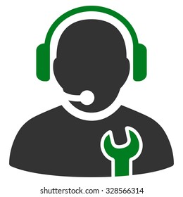 Service Operator vector icon. Style is bicolor flat symbol, green and gray colors, rounded angles, white background.