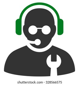 Service Operator vector icon. Style is bicolor flat symbol, green and gray colors, rounded angles, white background.