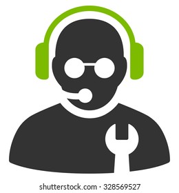 Service Operator vector icon. Style is bicolor flat symbol, eco green and gray colors, rounded angles, white background.
