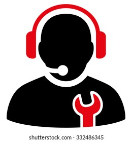 Service Operator vector icon. Style is bicolor flat symbol, intensive red and black colors, rounded angles, white background.