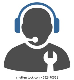 Service Operator vector icon. Style is bicolor flat symbol, cobalt and gray colors, rounded angles, white background.