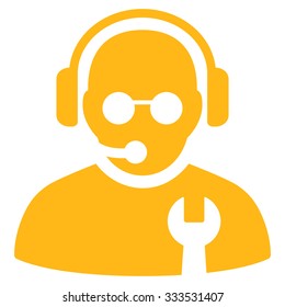 Service Operator vector icon. Style is flat symbol, yellow color, rounded angles, white background.
