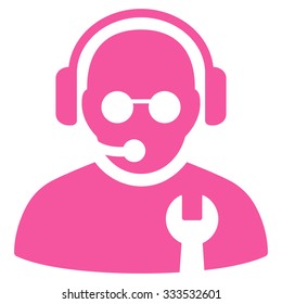 Service Operator vector icon. Style is flat symbol, pink color, rounded angles, white background.
