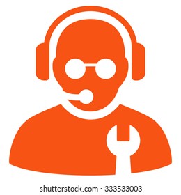 Service Operator vector icon. Style is flat symbol, orange color, rounded angles, white background.