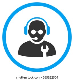 Service Operator vector icon. Style is bicolor flat circled symbol, blue and gray colors, rounded angles, white background.
