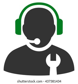 Service Operator vector icon. Style is bicolor flat icon symbol, green and gray colors, white background.