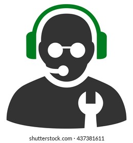 Service Operator vector icon. Style is bicolor flat icon symbol, green and gray colors, white background.