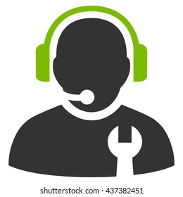 Service Operator vector icon. Style is bicolor flat icon symbol, eco green and gray colors, white background.