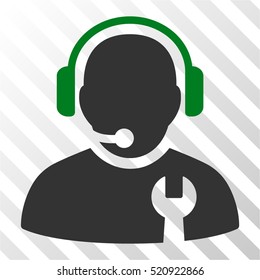 Service Operator vector pictogram. Illustration style is flat iconic bicolor green and gray symbol on a hatched transparent background.