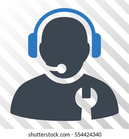 Service Operator vector pictogram. Illustration style is flat iconic bicolor smooth blue symbol on a hatch transparent background.
