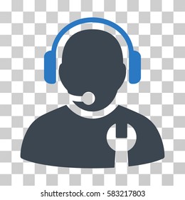 Service Operator vector pictogram. Illustration style is a flat iconic bicolor smooth blue symbol on a transparent background.