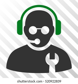 Service Operator vector pictograph. Illustration style is flat iconic bicolor green and gray symbol on a hatched transparent background.