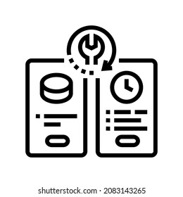 Dienstoptionen Zeile Symbol Vektor. Dienstoptionen-Zeichen. isoliertes Kontursymbol