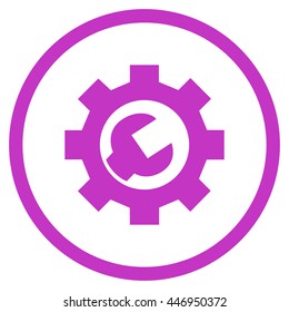 Service Options vector icon. Image style is a flat icon symbol inside a circle, violet color, white background.