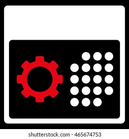Service Organizer vector icon. Style is bicolor flat symbol, red and white colors, rounded angles, black background.