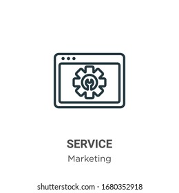 Service outline vector icon. Thin line black service icon, flat vector simple element illustration from editable marketing concept isolated stroke on white background