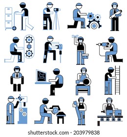 service people icons, working people in industry situations, industrial engineering