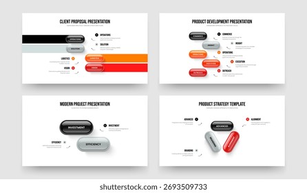 Conjunto de Layouts de Apresentação de Slides do Diagrama de Etapas 4 5 2 3. Planejamento Profissional Quatro Cinco Dois Três Elementos Infográfico Apresentação Design Vetor Ilustração Coleção.