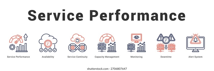 Ilustración de Anuncio de Web moderno y limpio con iconos temáticos para la comunicación visual