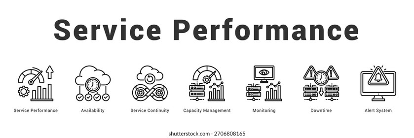 Service Performance Modern and clean web banner illustration featuring thematic icons for visual communication