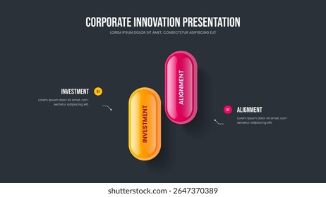Service Performance Two Option Infographic Presentation Layout. Visualisatie 2-stappendiagram Frameontwerp. Advertentieplanning Slideshow Sjabloon Vector Illustratie.