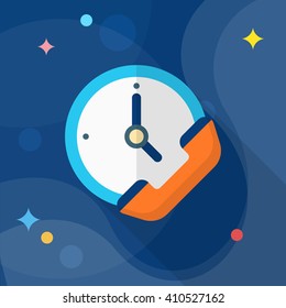 Service phone icon, Vector flat long shadow design. Shipping and logisticst concept.