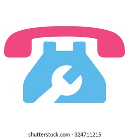 Service Phone vector icon. Style is bicolor flat symbol, pink and blue colors, rounded angles, white background.