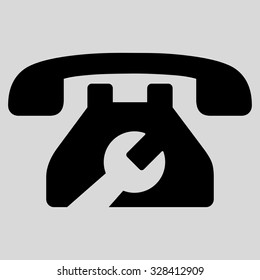 Service Phone vector icon. Style is flat symbol, black color, rounded angles, light gray background.