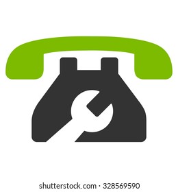Service Phone vector icon. Style is bicolor flat symbol, eco green and gray colors, rounded angles, white background.