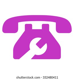Service Phone vector icon. Style is flat symbol, violet color, rounded angles, white background.