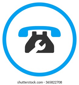 Service Phone vector icon. Style is bicolor flat circled symbol, blue and gray colors, rounded angles, white background.