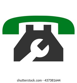 Service Phone vector icon. Style is bicolor flat icon symbol, green and gray colors, white background.