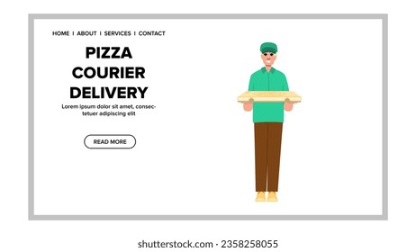 service pizza courier delivery vector. motorcycle scooter, express speed, bike motorbike service pizza courier delivery web flat cartoon illustration