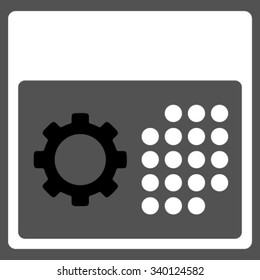 Service Plan vector icon. Style is bicolor flat symbol, black and white colors, rounded angles, gray background.