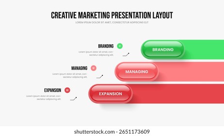 Planejamento de serviços Projeto de estrutura infográfica em três etapas. Ilustração do Vetor de Modelo de Apresentação de Slides de Início Financeiro. Layout de apresentação de diagrama de opção 3 da Creative Showcase.