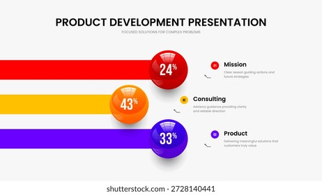 Service Portfolio Frame Template Vector Illustration. Consulting Briefing 3 Option Infographic Presentation Design. Enterprise Insight Three Element Graph Slideshow Layout.