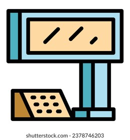 Service pos terminal icon outline vector. Store supermarket. Point self color flat