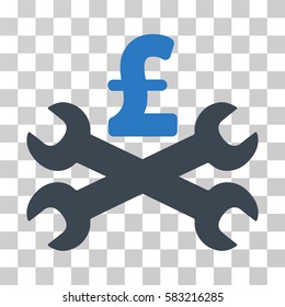Service Pound Price vector icon. Illustration style is a flat iconic bicolor smooth blue symbol on a transparent background.